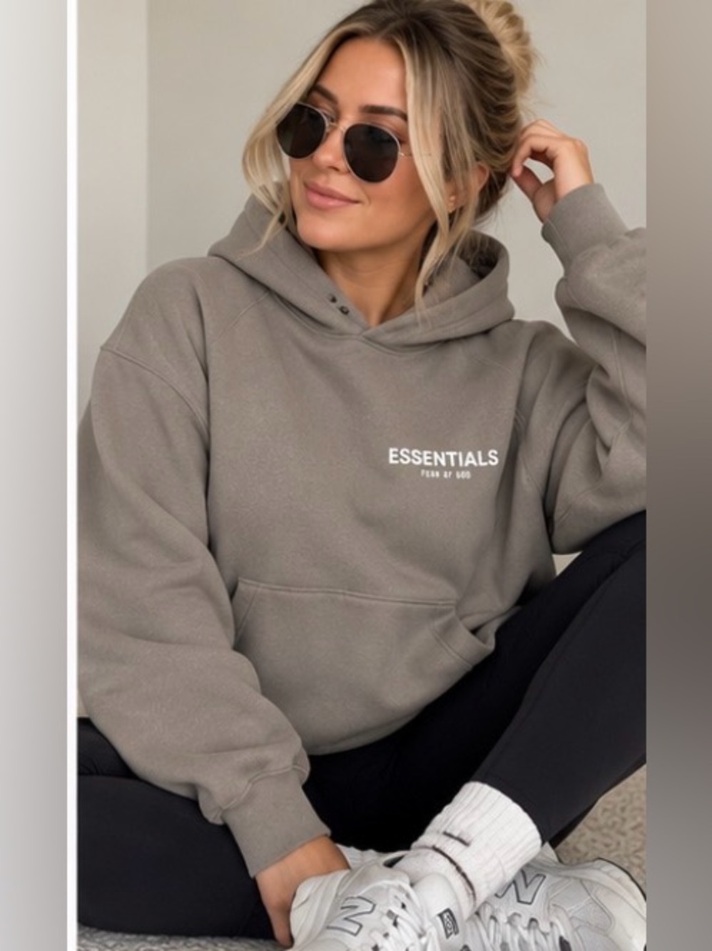 Fear of God Essentials Taupe Logo Pullover Hoodie Sweatshirt Size S